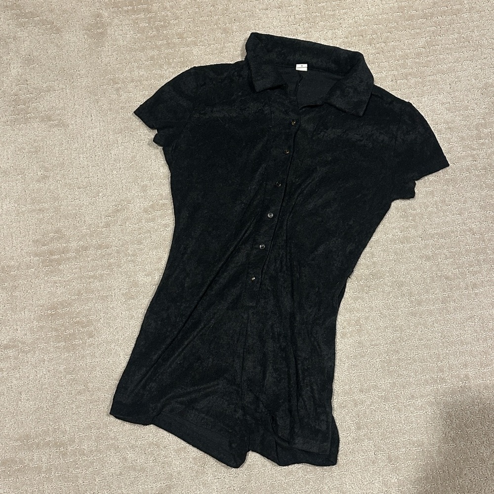 Black Button-Up Romper Cover Up